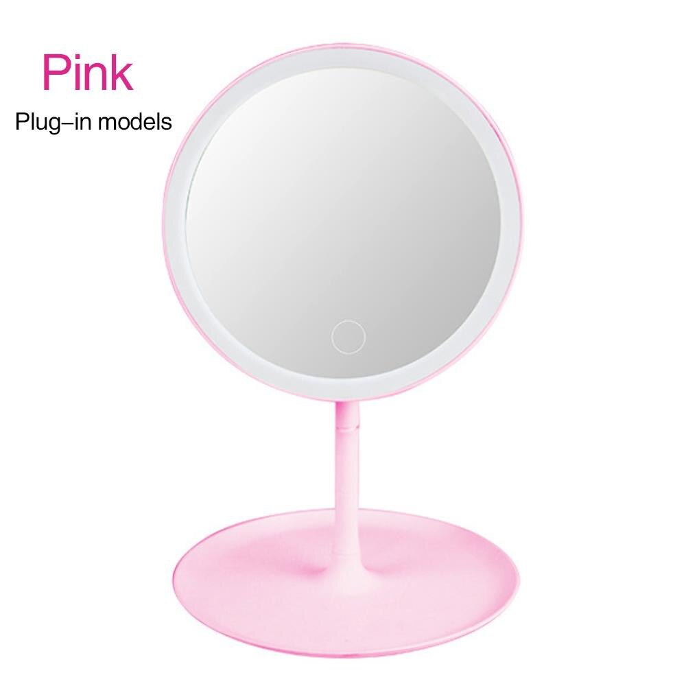 Draagbare Spiegels Tafel Spiegel Spiegel Lamp 360 ° Rotatie Badkamer Schoonheid Cosmetische Lichtgevende Led Verlichte Usb: Roze / Charging model 3colo