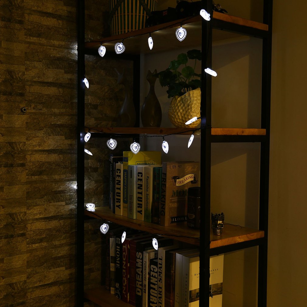20 LED Heart Solar String Lights with Solar Panel Waterproof String Light for Outdoor Christmas Party Wedding Decoration