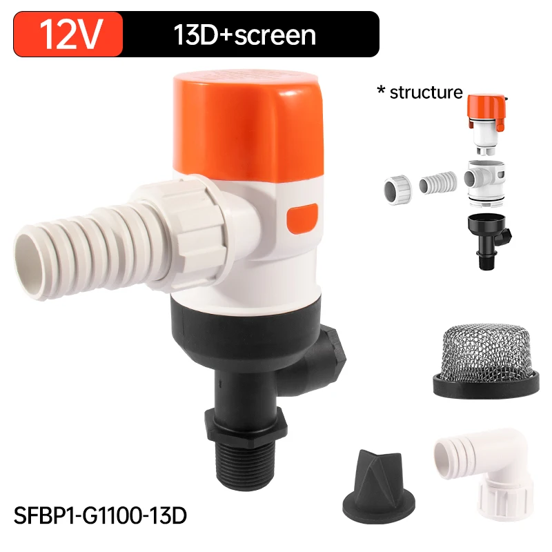 ​ SEAFLO 12V Aerator Live Bait Well Pump, Submersible Marine Cartridge Bilge Pump for Boat, Yacht, Saltwater & Freshwate: Blue