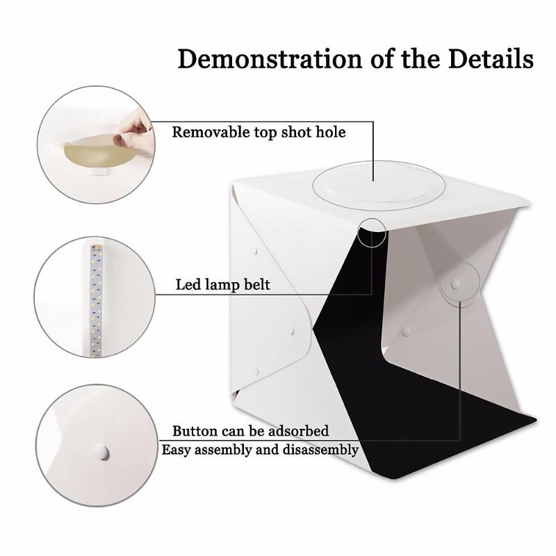 2 LED Folding Lightbox 40*40 Portable Photography Photo Studio Softbox Brightness Light Box For DSLR Camera Tabletop Shooting