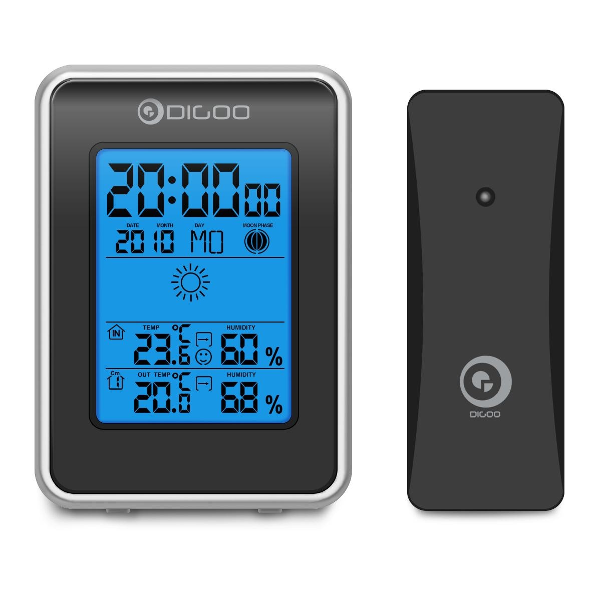 Digoo DG-TH1981 Station météo numérique LCD hygromètre thermomètre mètre sans fil intérieur extérieur prévision capteur horloge rétro-éclairage