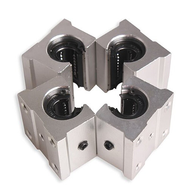 4 x SBR12UU 12mm Aluminum Linear Motion Router Bearing block, silver: Default Title