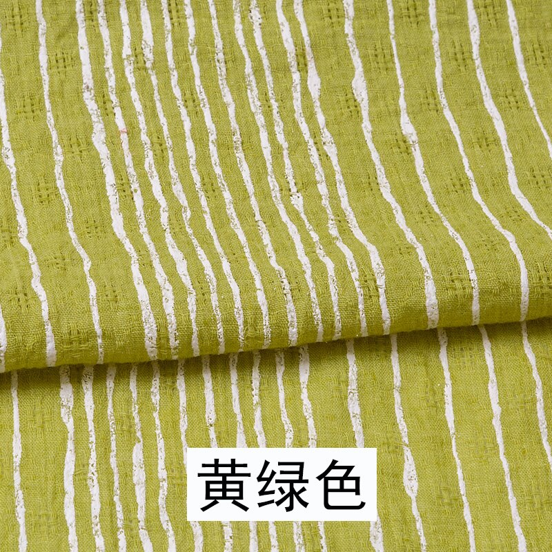 Bredde 55 "forår og sommer stribe jacquard stof baby bomuldsmateriale til tøj og bukser stof: Gul grøn