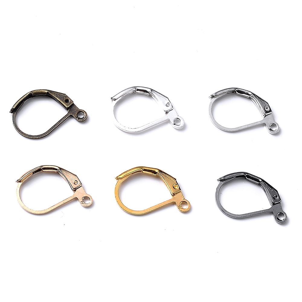 20 st/lot öronkrokar spänne guld silverpläterade örhängen sladdar för gör-det-själv-öron-smyckentillverkning tillbehör för öronöglor 15*10mm