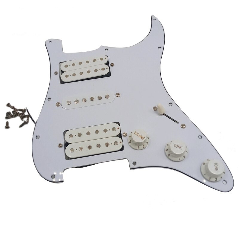 Electric Guitar Pickguard Pickups Loaded Prewired Scratch Plate Assembly HSH White for Humbuckers Guitar: Default Title