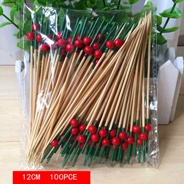 XUNZHE 12Cm Disposable bamboo / color acrylic Cocktail Drink Stirring Sticks Food Dessert Picks Fruit Fork postre accessories: 20