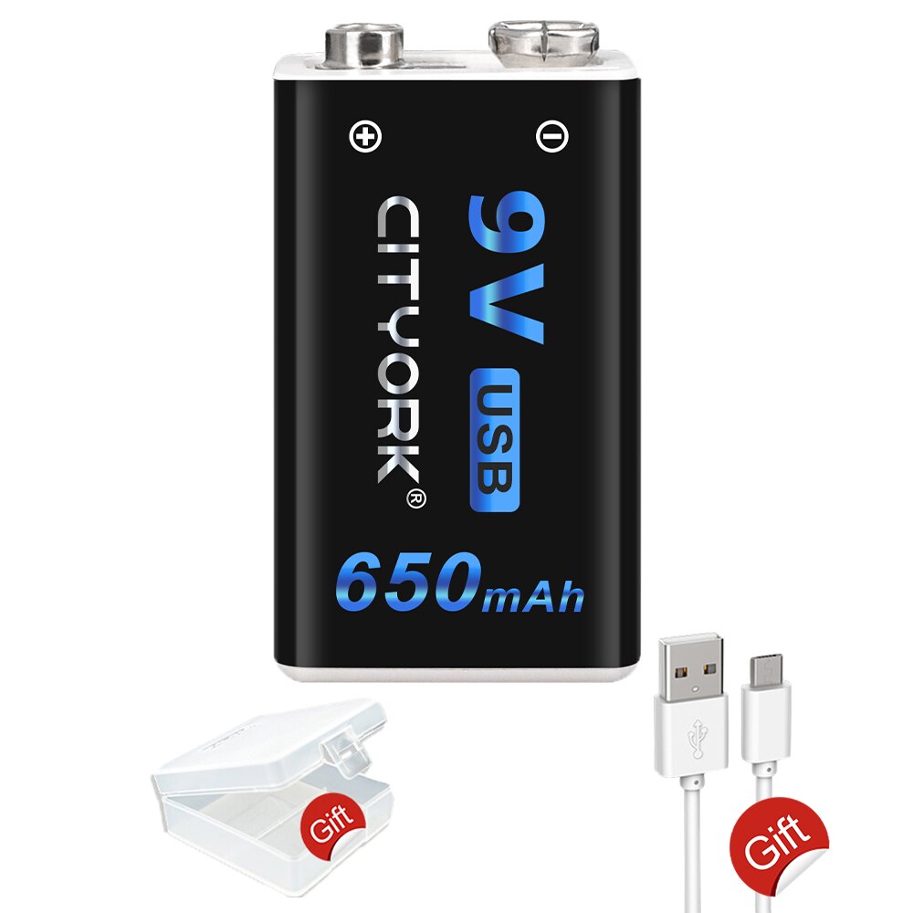 9V Li-ion Rechargeable Battery 650mAh micro USB 6F22 9v Lithium Battery for Microphone RC Helicopter Model Multimeter: 1 pc
