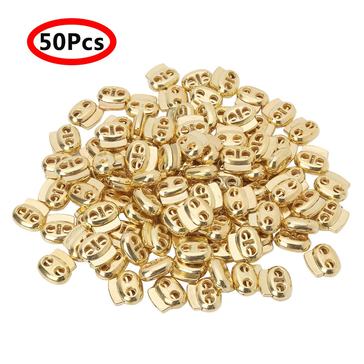 Cordón DIY para cordones de zapatos, 50 Uds., tope de muelle para Toggles, tienda de campaña, mochila, botones sujetadores de cuerda de plástico: Gold