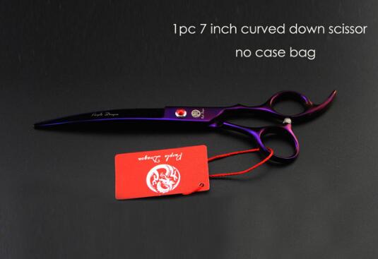Japan 440C Pet Grooming Scissors Set 7 Inch Dog Shears Hair Cutting Thinning Curved Scissors: Purple   P-7CD