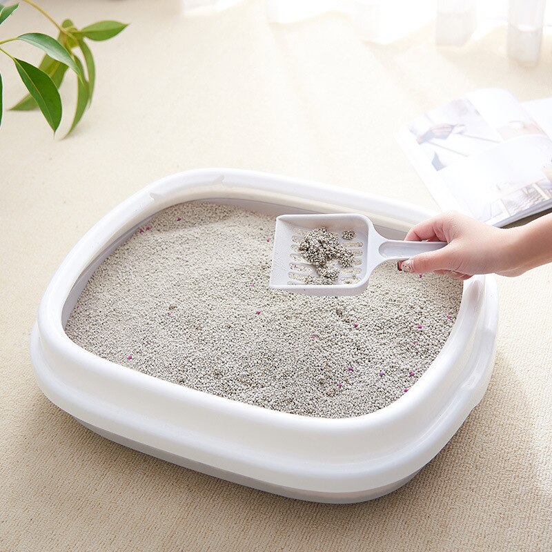 Cat Litter Box Super Large Semi-Enclosed Cat Toilet Detachable Anti-Splashing sand basin home pet toilet with spoon plastic pet
