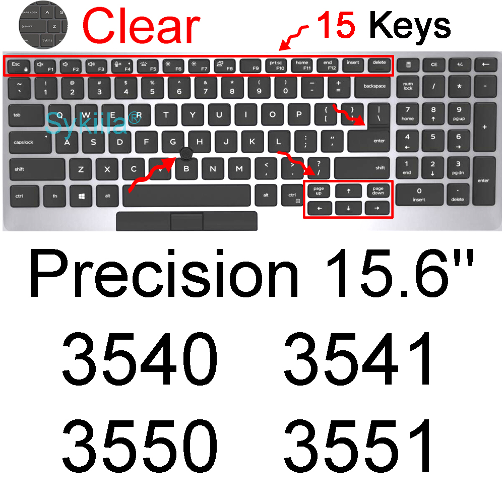 Keyboard Cover for Dell Precision 7550 7560 7750 7760 7720 7730 7740 Mobile Workstation 15.6 17.3 Silicone Protector Skin Case: Silver