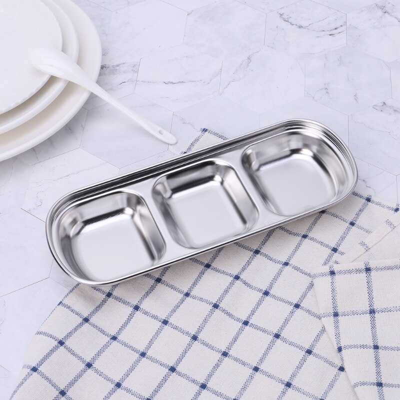 Stainless Steel Salad Sauce Dish Tray Bowl Kitchen Tableware Fruit Plate Tray Dessert Dish