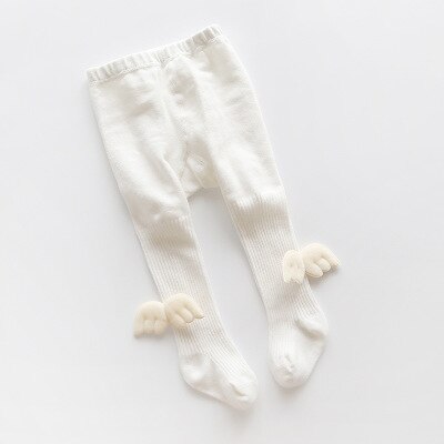 Adorável menina meia-calça anjo asas bebê cor sólida meias arco-nó fruta respirável malha algodão meias: C