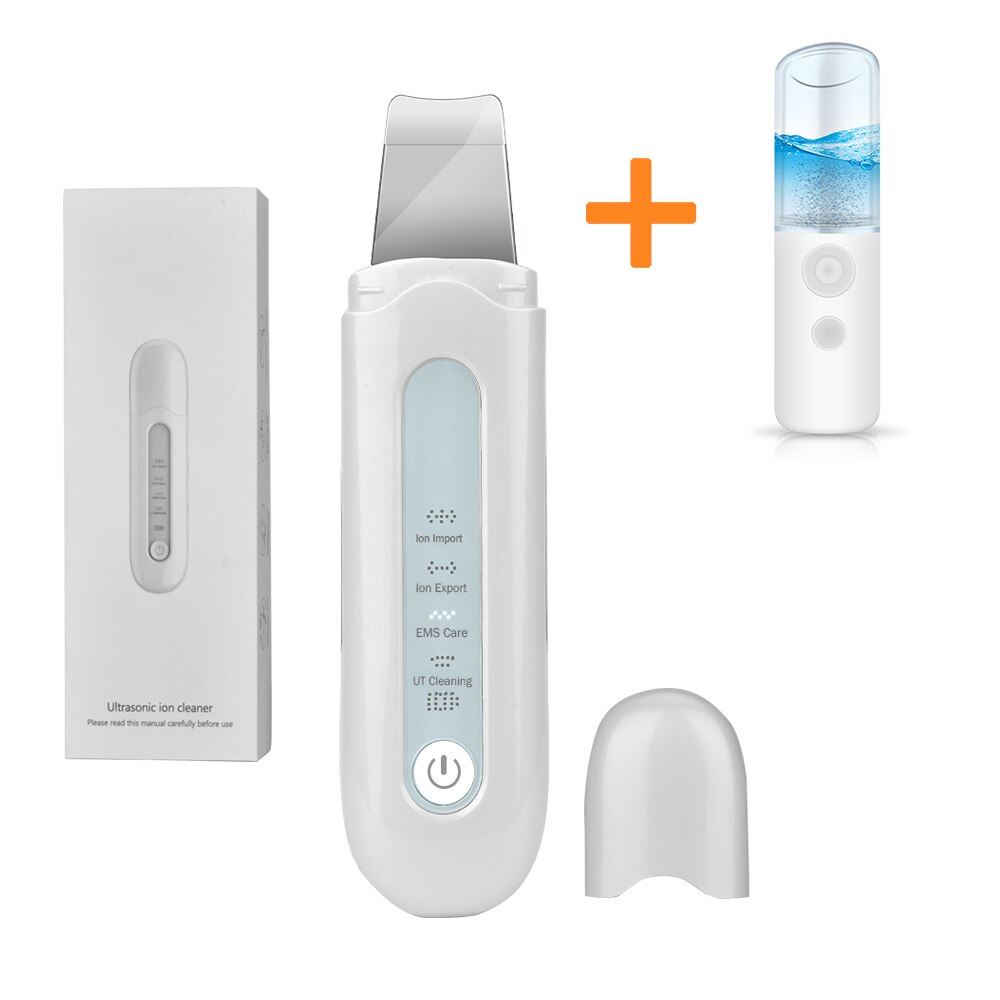 Ultrasonic Scrubber Sonic Skin Scrubber Deep Face Cleaning Facial Peeling Blackhead Cleaner And Face Steamer Skin Mouisture: with face steamer