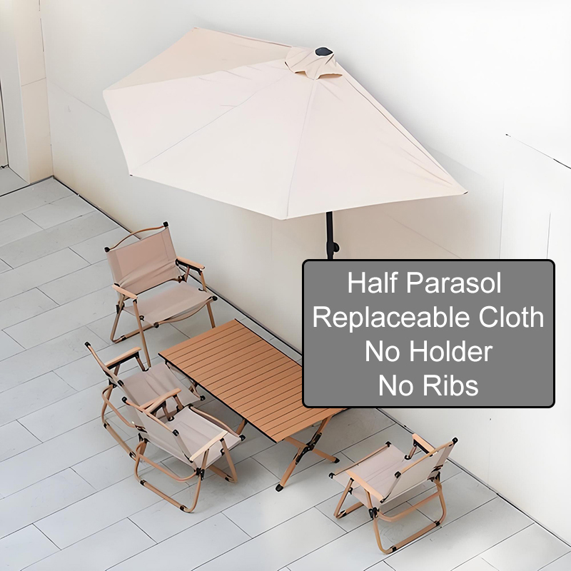 Medio Parasol para exteriores, tela reemplazable para pared, medio paraguas semicircular, tela superior sin soporte, toldo parasol