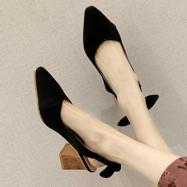 EAGSITY Summer square heel Sandals women slingback pointed toe casual party wedding high heel shoes