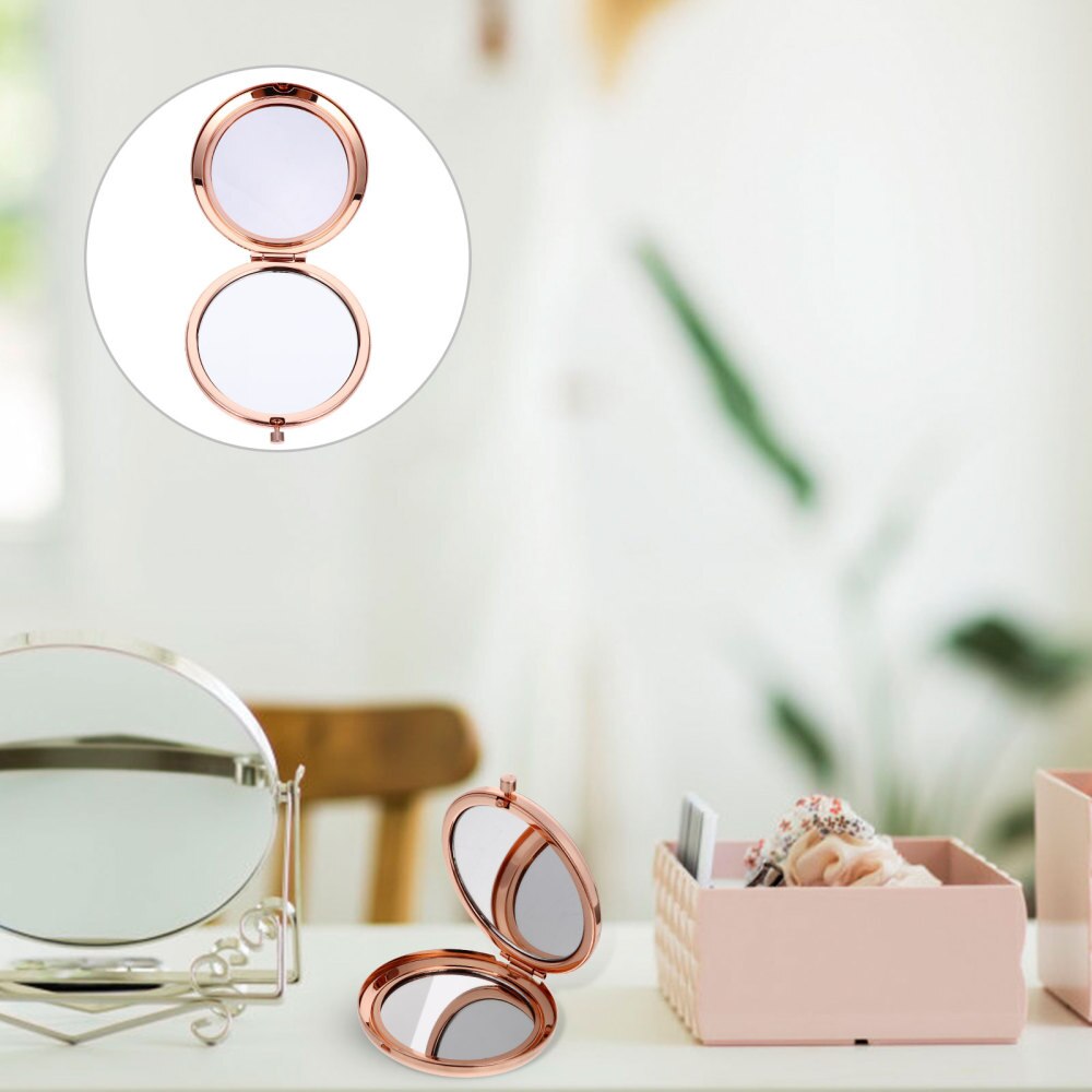Portable Metal Makeup Mirror Handheld Mini Cosmetic Make Mirror