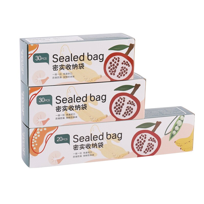 Pull Reusable Ziplock Bag Fruits Vegetables Food Storage Packaging Preservation Eco Friendly with Label Plastic Bags Transparent