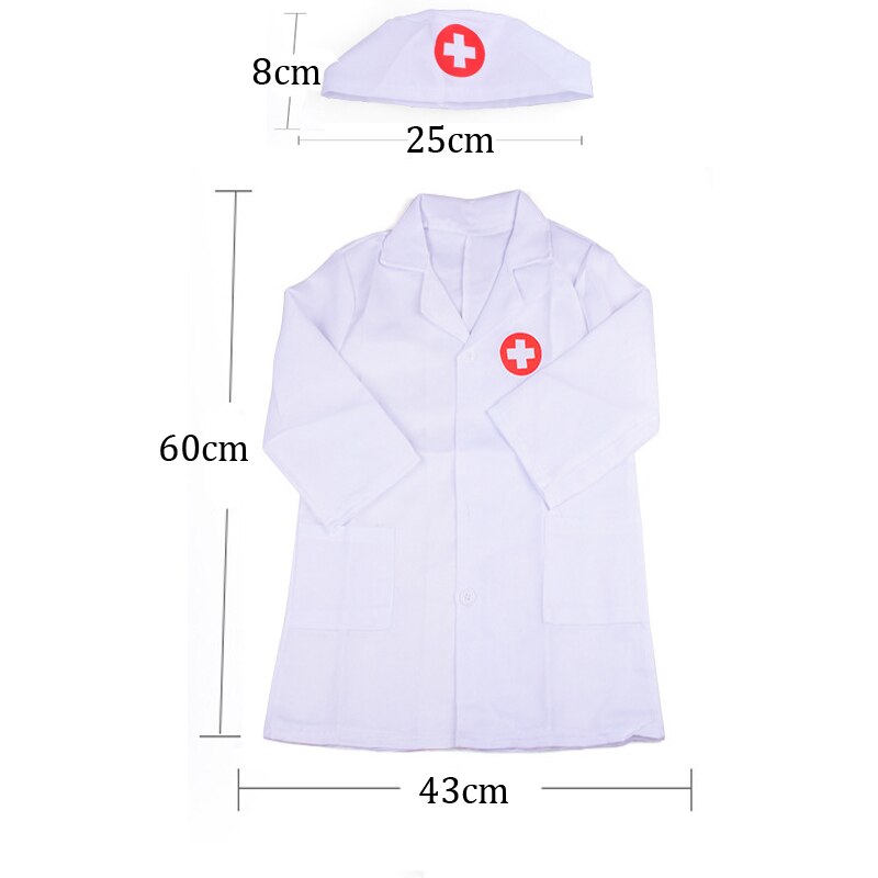 Simulation médecin infirmière travail enfants uniforme manteau croisé Costume d'halloween enfants Cosplay bébé jouets ensemble fantaisie fête d'anniversaire: Clair