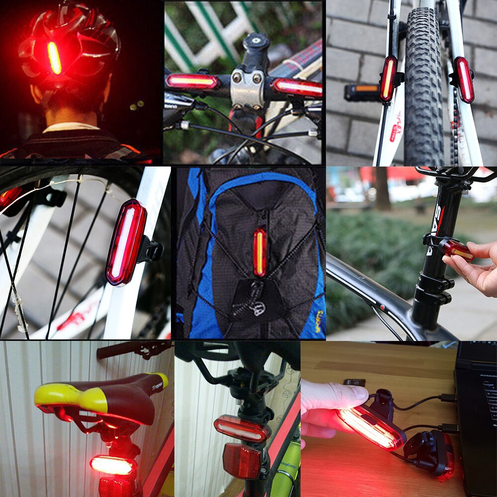 Fiets Lamp Oplaadbare Led Usb Cob Mountainbike Achterlicht Achterlicht Mtb Veiligheid Waarschuwing Fiets Achterlicht