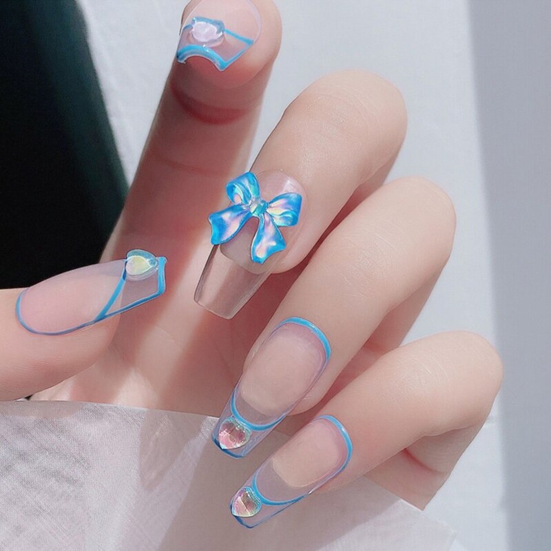 10 stk/pose blanding farger 3d nordlys sløyfer spiker rhinestones diy dekorasjon negle krystall smykker bånd sommerfugl manikyr tilbehør