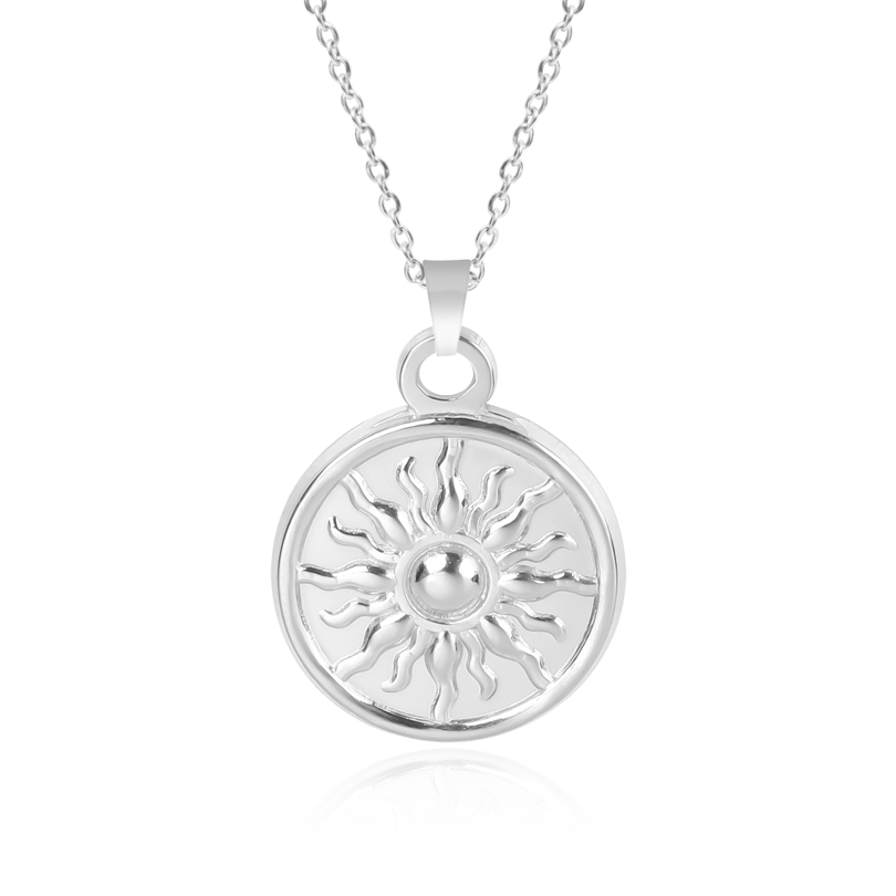 Colliers ronds avec pendentif soleil pour femmes et hommes, accessoires, bijoux d'espoir, collier en acier inoxydable, ras du cou Vintage, d'anniversaire