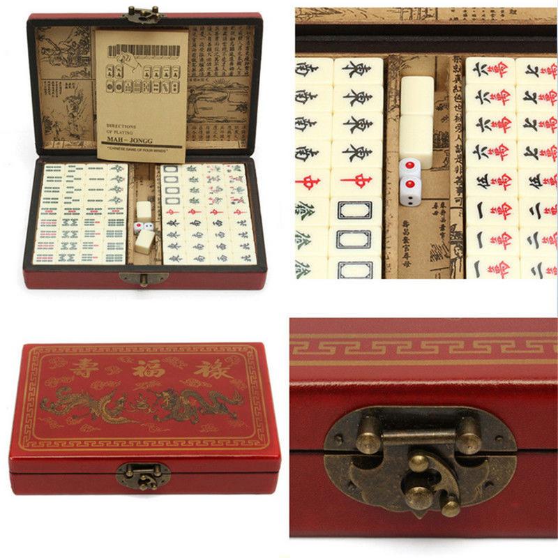 Set Mahjong Chinois 144 Tuiles – Yajimsa, Avec Dés Et Sac De Rangement, Voyage, Famille, Antique