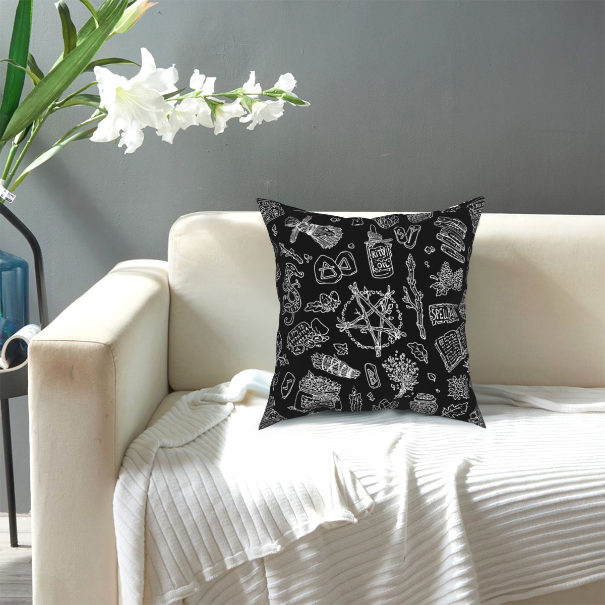Dark Pagan Witches Gothic Goth Pillow Cover Decoration Cushion Cover Throw Pillow for Home Polyester Double-sided Printing