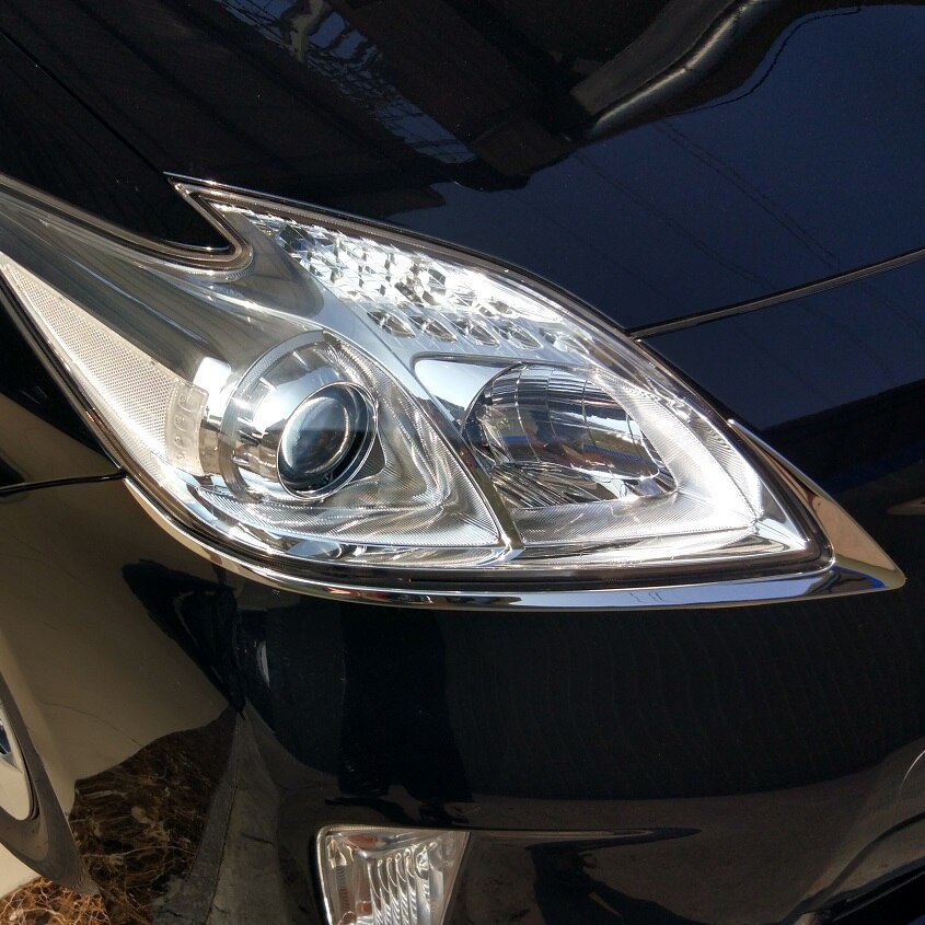 Faros delanteros de acero inoxidable con forma de ceja, cubiertas para faros delanteros para Toyota Prius ZVW30 facelift