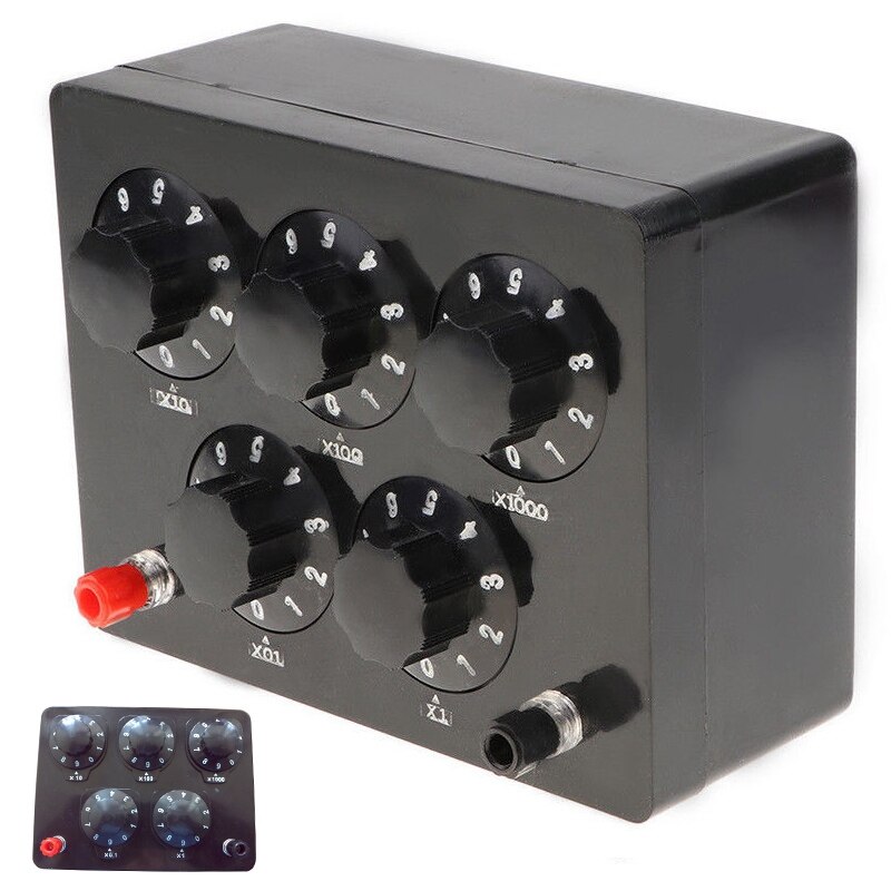 Black Resistance Box Iron Variable Decade Resistor Resistance Box 0-9999.9 Ohm 165X125X60Mm forPhysical Teaching