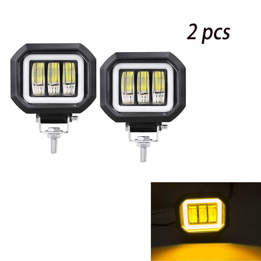 6D Lens 5 Inch Round Square Led Work Light For Car 4x4 Offroad Truck Boat UAZ ATV 12V 24V Led Angel Eyes Driving Lights。: 2x Square yellow