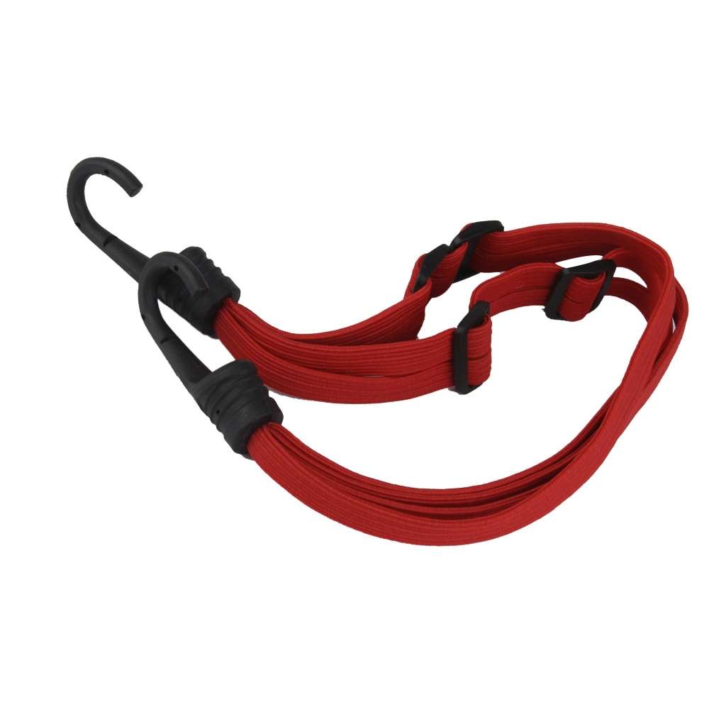 Red Adjustable Motorcycle Bike Cargo Luggage Helmet Holder Rope Strap + Hooks