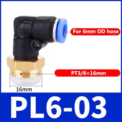 Pl fiting pneumatic cot 1/4 3/8 1/2 1/8 bsp filet tat conector rapid de aer l forma împingere furtun  od 6mm 8mm 10mm 12mm: 6-03