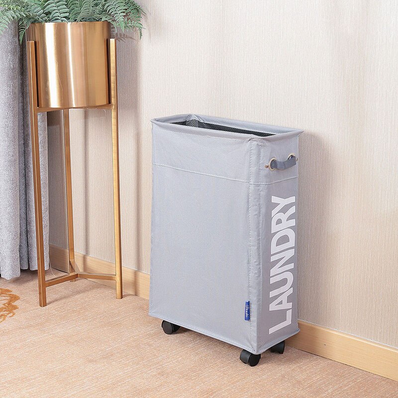 Foldable Laundry Basket Organizer With Wheels Waterproof Organizer Dirty Clothes Toys Basket Large Capacity Slim Laundry Hamper: Light Grey