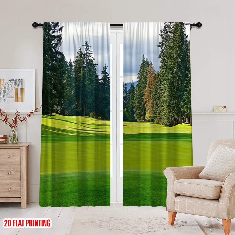 2 pçs pátio de golfe cortina grama verde gramado bandeira de golfe montanha floresta árvores natureza golfe esportes tema festa decorações