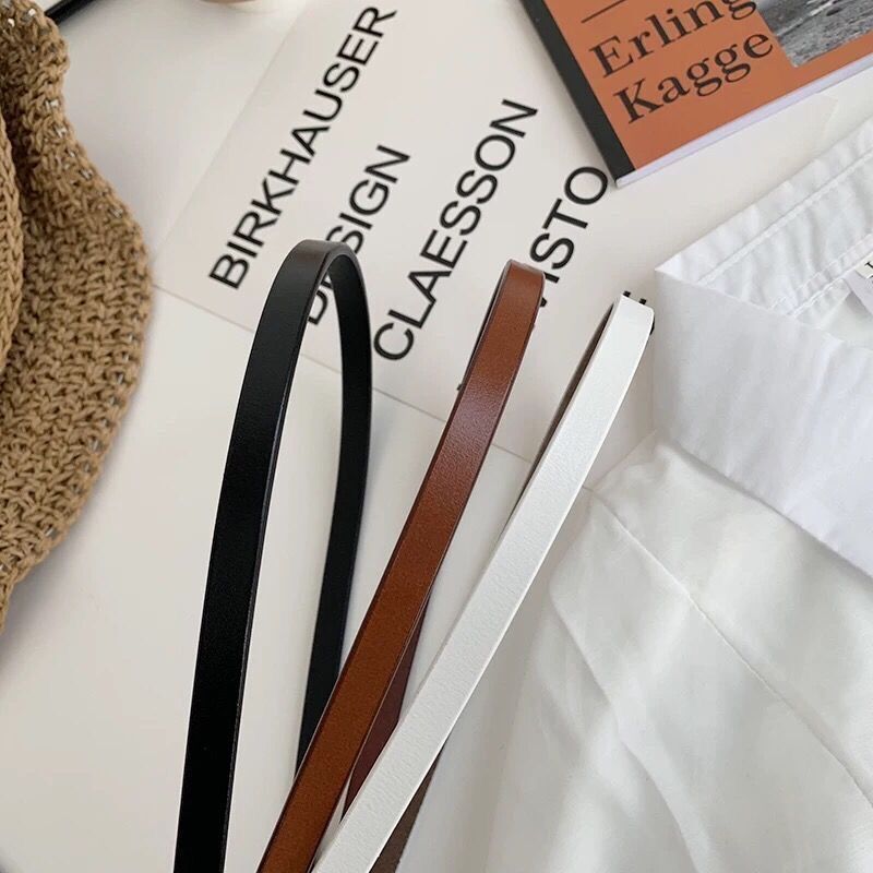 Skinnbelter for kvinner belte gullnål damebelter svart brune fritidsbelter til damefest kule kjole