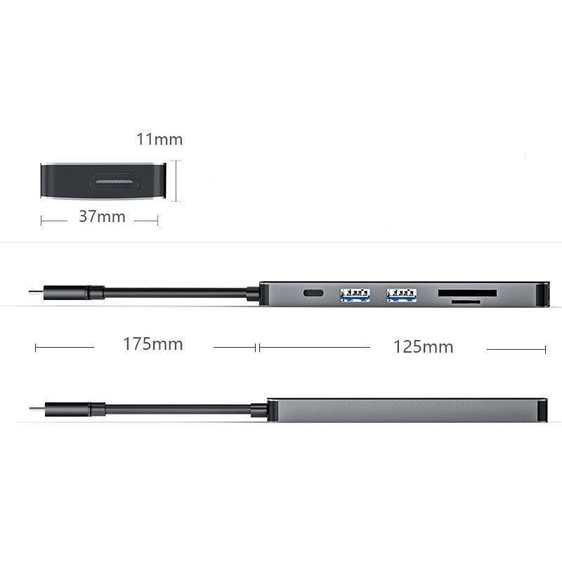 USB C Hub 6 in 1 USB 3.0 Port Expander Adapter 4K HDMI HD PD Fast Charge Docking Station for PC