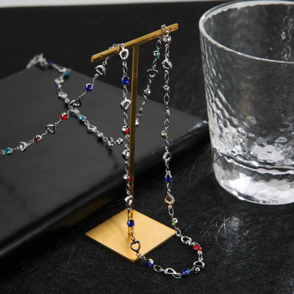 Skyrim Boho Women Colourful Beaded Glasses Chains Holder Metal Eyeglasses Cord Neck Strap Rope Lanyard for Sunglasses: Style A - silver