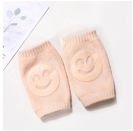 1 Paar Baby Kniebeschermers Antislip Kniebeschermers Kids Veiligheid Kruipen Elleboog Kussen Baby Peuter Knieschijf Bescherming Baby been Warmer: smile khaki