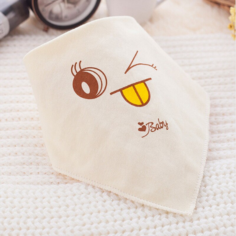 Double-dark Buttoned Organic Cotton Baby Waterproof Saliva Towel Bibs Feeding Lunch Bandana Cute Smiley Face Bibs