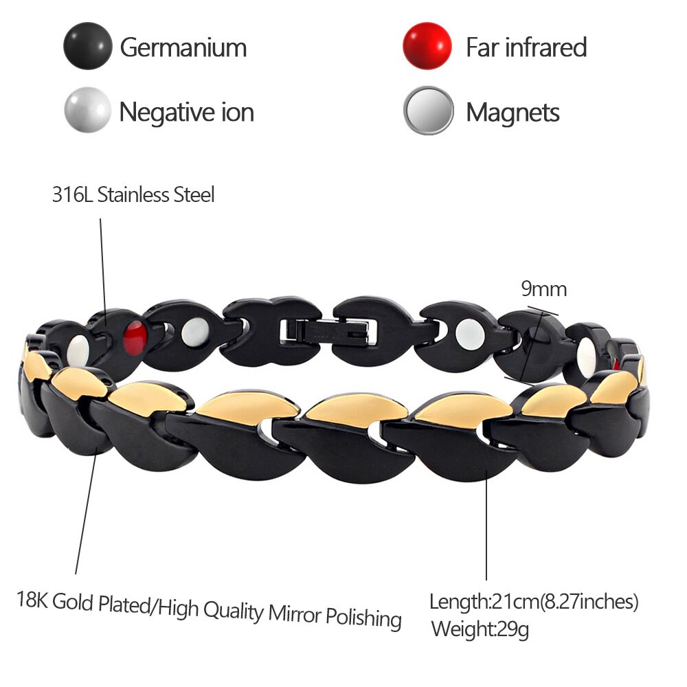 Cienki4U B379 bransoleta ze stali nierdzewnej bransoletka przeciw zmęczeniu dla kobiet mężczyzn magnetyczna bransoletka lecznicza