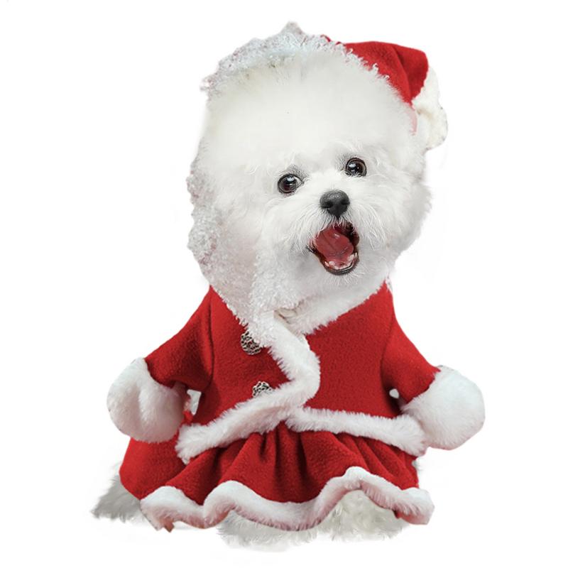 Cão traje de natal traje de cachorro de natal com capuz santa cão traje de natal roupas para animais de estimação bonito filhote de cachorro roupa de natal para pequeno