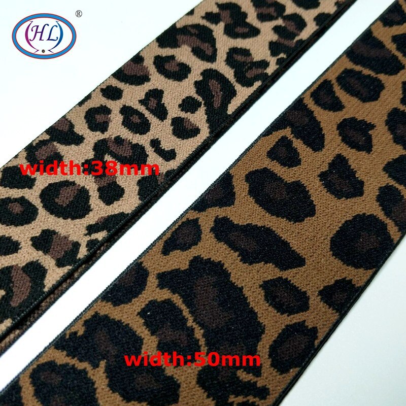 HL 1 meters Elastic Bands Leopard Print 30/38/50MM Clothing Bags Pants Headband Tape DIY sewing accessories