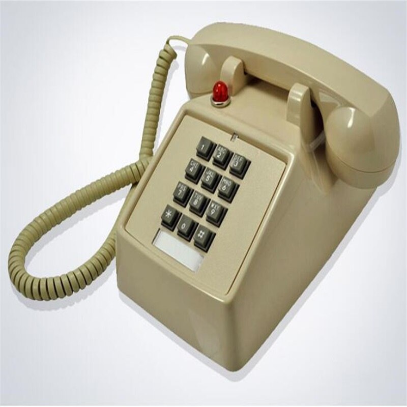 Black landline telephone Plastic Home office Retro Wire Landline fixed Phone Europe style: Beige