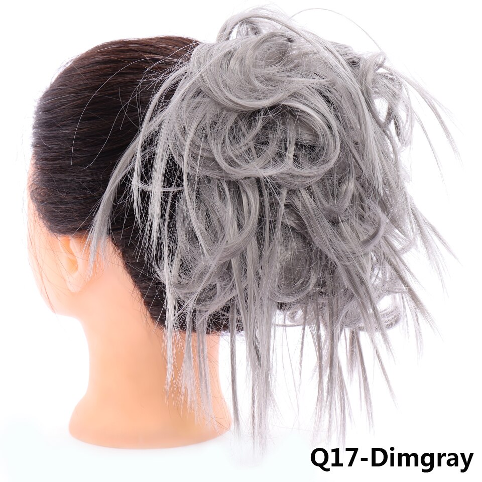 LUPU-Chignon de cheveux bouclés et salis | Extension de cheveux extensible pour femmes, Extension de cheveux couleur Ombre pour femmes: DIM GRAY