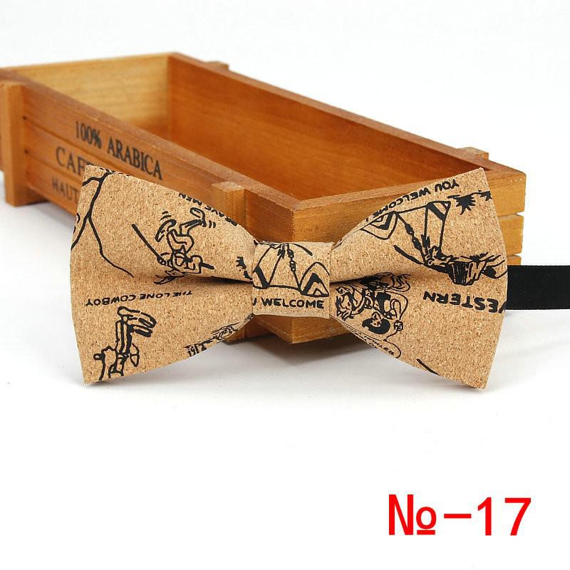Pajarita de madera de corcho para hombre, pajaritas de madera a rayas Vintage, accesorios de mariposa para boda, negocios informales, Retro, novedad: 17