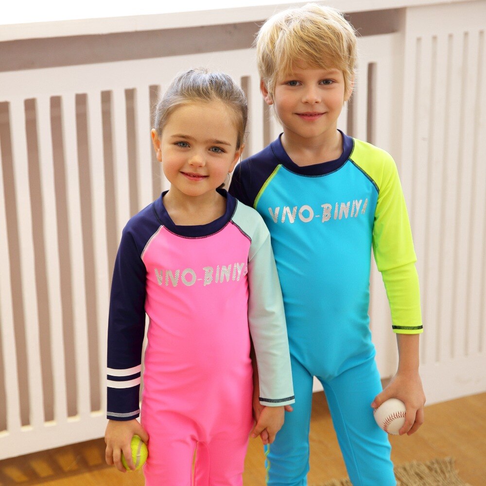 Bambini Protezioni, della ragazza e del Ragazzo di Nuoto di Un Pezzo del Vestito A Maniche Lunghe Full Body Rashguard Acqua di Sport Protezione Solare UPF 50 +