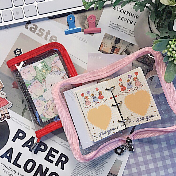 Mini 3 Holes Puncher Pvc Binder Notebook Journal Loose-leaf Diary Zipper Cover Journal Pocket Notepad School Stationery