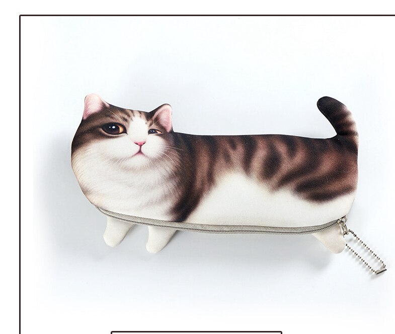 Verbesserte Simulation Fisch Katze Geldbörse Weichem Stoff Bleistift Fall Tasche Kawaii Stift Fall Box für Kinder Geburtstag Schule schreibwaren: cat 3