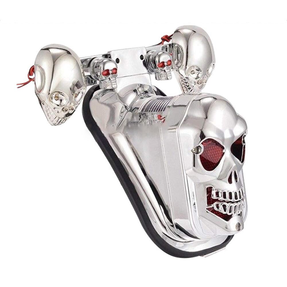 Universele Chrome Skelet Stijl Staart Achter Brake Running En Draaien Licht Voor Motorfietsen